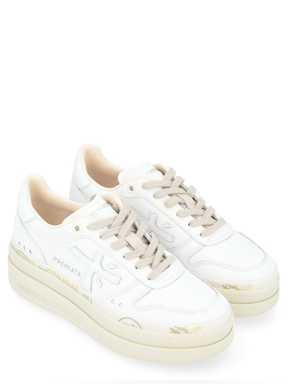 Premiata Women’s White Micol Low-Top Platform Sneakers